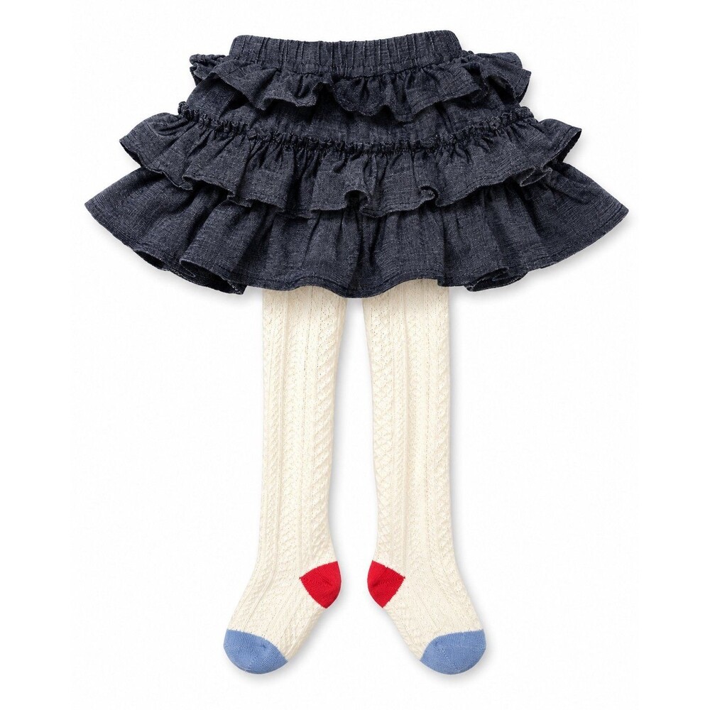 Mud Pie Toddler Girls Ruffle Skirt & Cable Knit Tights Set – 24M/2T